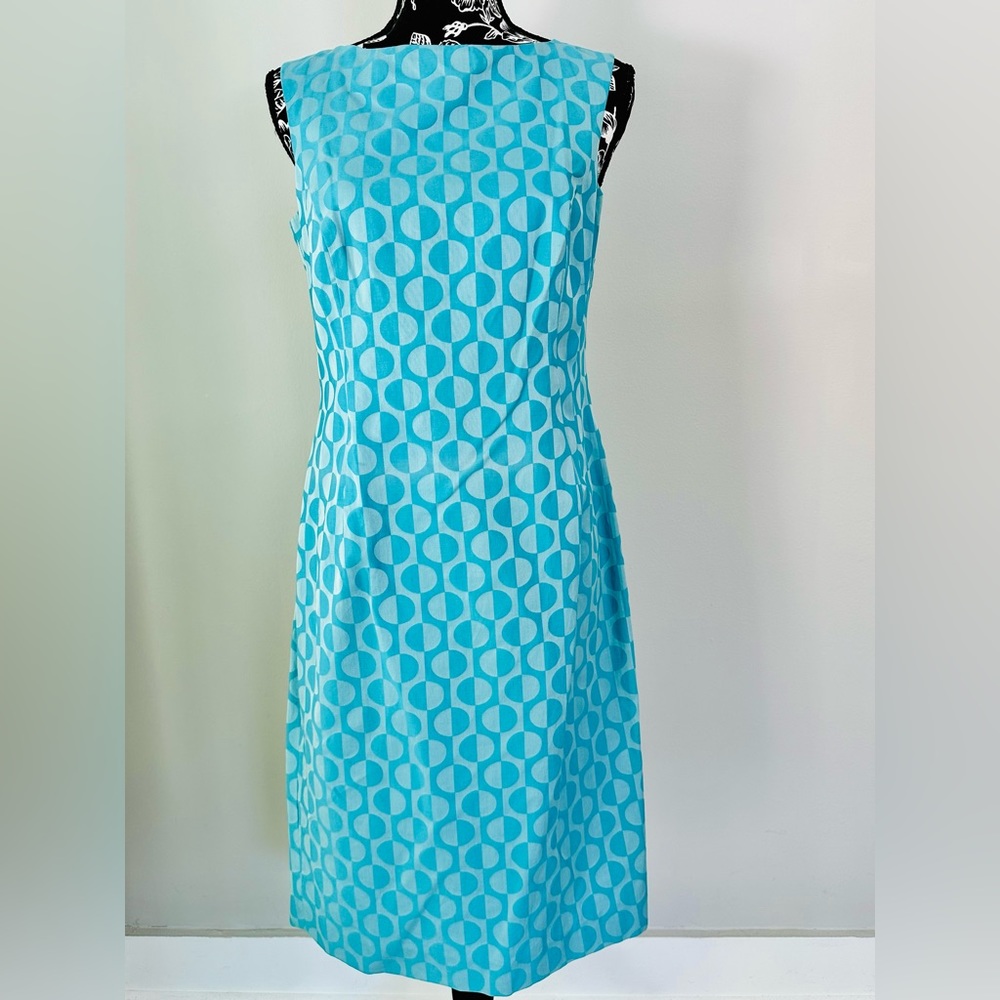Vintage Bernard Zins Paris 60’s style blue patterned dress